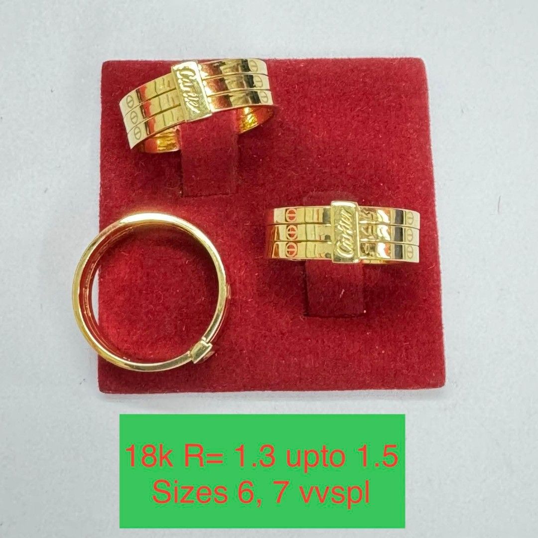18k Saudi Gold triple love ring (Category: Rings) located in Manila. Submitted by bhelgoldseller2ndaccount (Listing ID 1441801526, Image 2). Description: New!!✨New!!✨New!! Authentic 18k Saudi Golds 💯pawnable/naisasanla 💯with high appraisal rate 💯good investment 💯Direct supplier price 👉OPEN for resellers 🌺please take time to evaluate their actual sizes and grams 👉Best panggift for all occasions ✅ Sold per grams not per piece Kya lowest pric