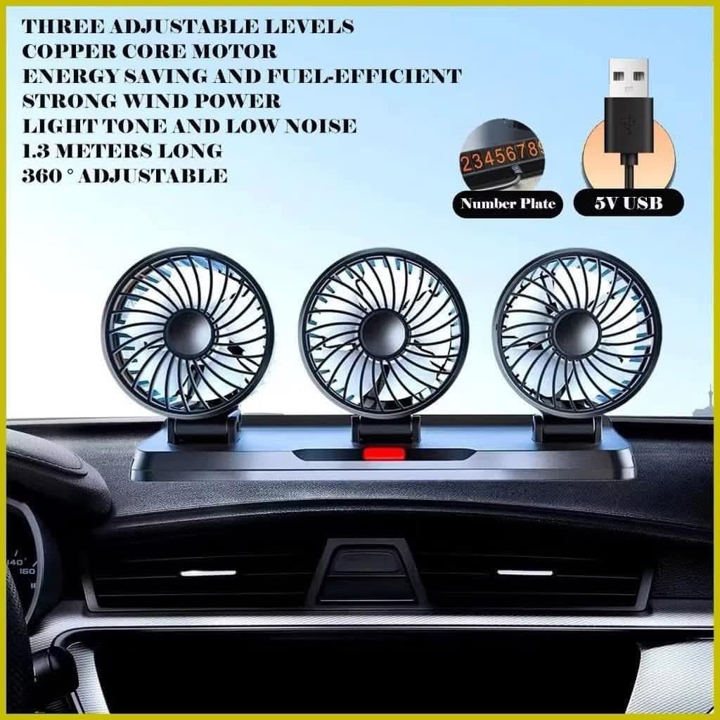 3-Head Folding Car Fan 360 Rotation USB Powered (Category: Fans) located in Manila. Submitted by iliasjen3082126 (Listing ID 1441842509, Image 3). Description: - Beat the heat with a 3-head folding car fan. - Powerful turbofan for omnidirectional cooling.🌟 High Quality Car Fan Three-Head Folding Storage Fan 5v USB Charging Cigarette Lighter Suitable For Trucks And Small Cars🔥🔥 - Three adjustable speed gears. - Full 360-degree rotation for cust
