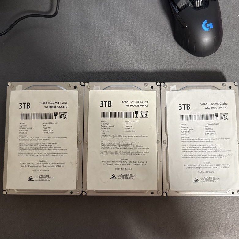 3TB HDD SATA Hard Drives (100% Health)