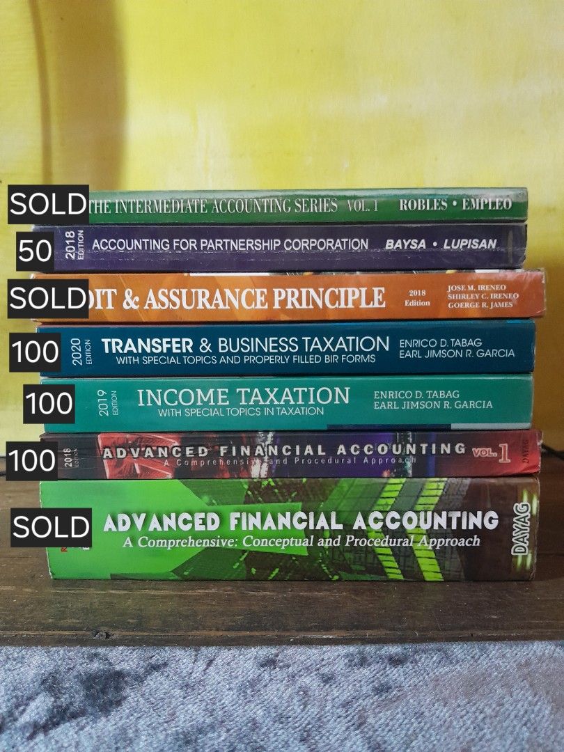 Accounting Books - Various Editions (Category: Textbooks) located in San Juan City. Submitted by aftermath01 (Listing ID 1414512438, Image 1). Description: Preloved Accounting Books for Sale! Location: San Juan, NCR MOP: GCash MOD: Lalamove/Grab (buyer shoulder SF).