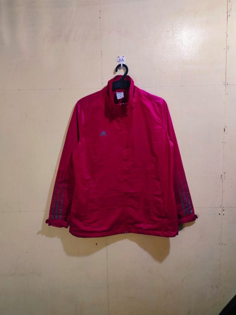 Adidas Pink Track Jacket Full Zip Size XL (Category: Coats, Jackets and Outerwear) located in Manila. Submitted by apengta (Listing ID 1441912963, Image 1). Description: - Pink Adidas track jacket - Full zip closure with Adidas logo zipper pull - Classic Adidas stripes on sleeves - Size Large - Ideal for sports or casual wear.