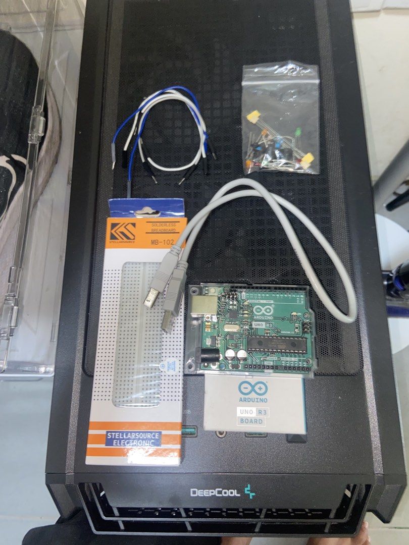 Arduino Uno R3 Board with Breadboard and Components