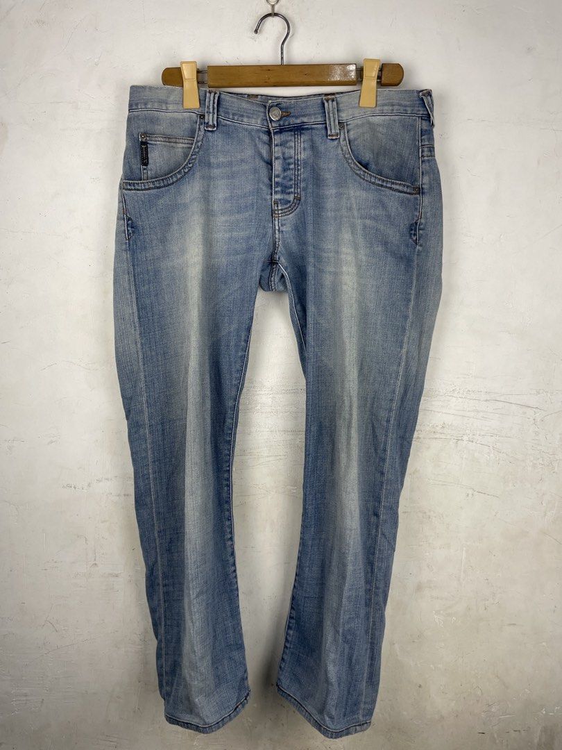Armani Jeans Light Wash Denim Pants (Category: Jeans) located in Manila. Submitted by rdtp2 (Listing ID 1441797245, Image 1). Description: waistline 36 length 37 hem 8 no flaws nees wash 9/10.