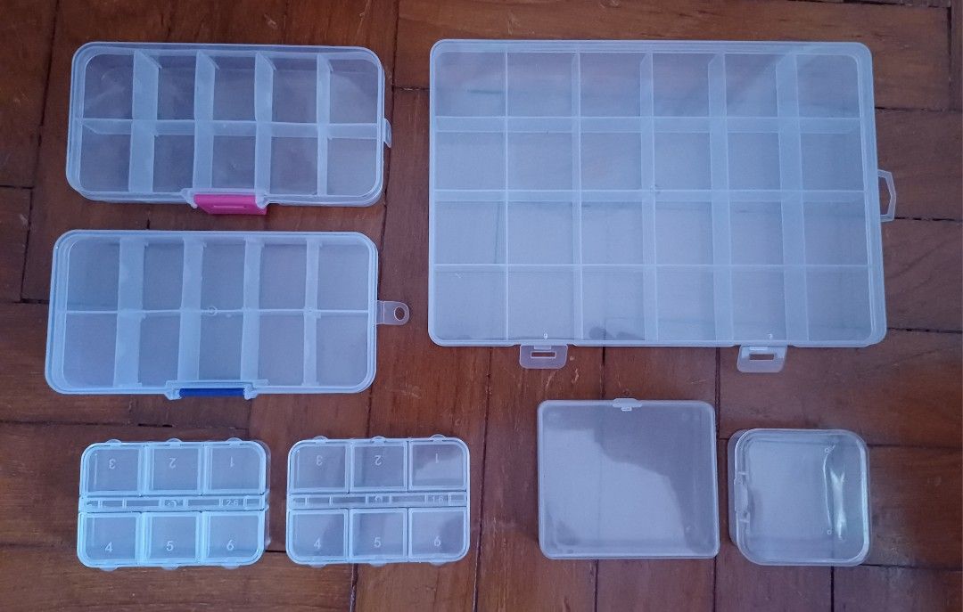 Assorted Clear Plastic Compartment Storage Boxes472933158124922880