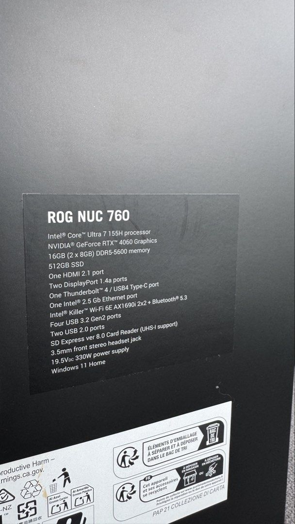 ASUS ROG NUC 760 Gaming Mini PC RTX 4060472784312174520321