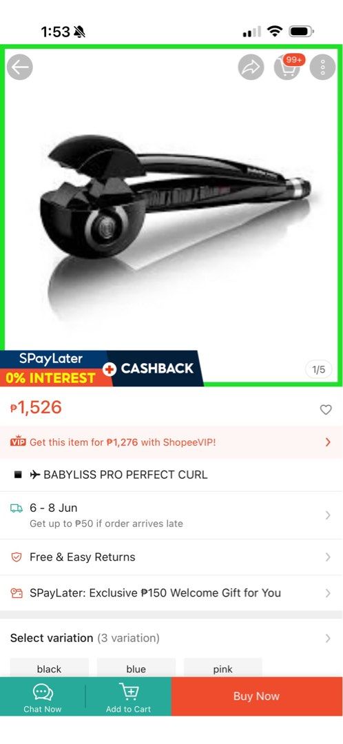 BaBylissPRO Stylist Tools Curling Iron (Category: Hair) located in Manila. Submitted by kenjordan541489 (Listing ID 1441830935, Image 3). Description: - BaBylissPRO Curling Iron for professional styling. - Features vibrant pink barrels for creating beautiful waves. - Equipped with a comfortable black handle and a durable cord. - Versatile for achieving a wide range of hairstyles and looks. - Achieve salon-quality curls and waves right at home..