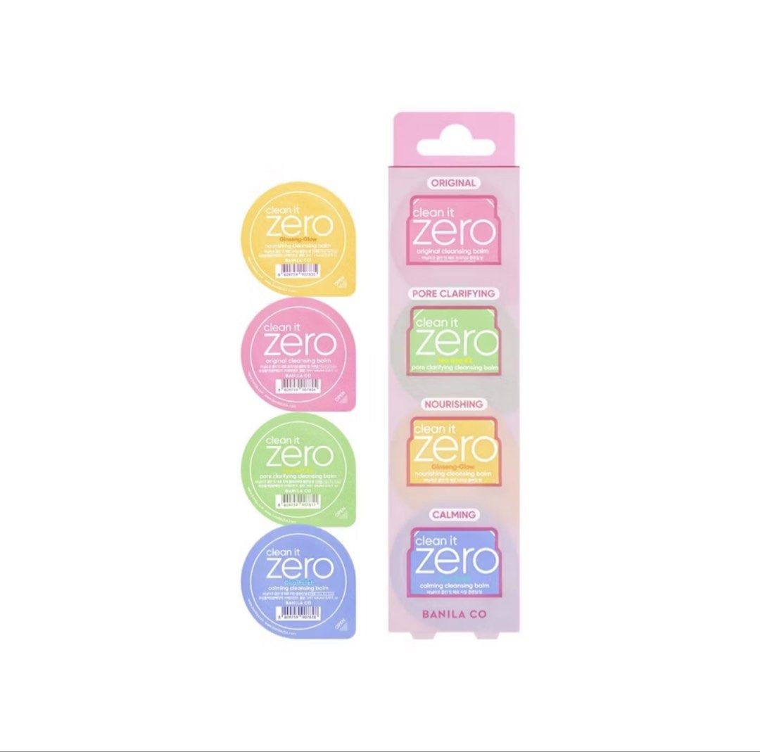 Banila Co Clean It Zero Cleansing Balm Trial Kit 4 Types (Category: Face Care) located in Paranaque City. Submitted by gotokloset (Listing ID 1441893436, Image 1). Description: - Banila Co Clean It Zero Cleansing Balm Trial Kit - Includes 4 types: Original, Pore Clarifying, Nourishing, Calming - Each balm is 3ml - Ideal for testing different formulas - Perfect for travel or on-the-go skincare All sealed.
