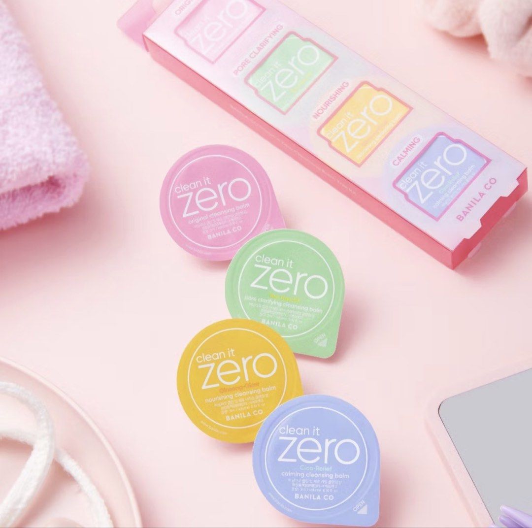 Banila Co Clean It Zero Cleansing Balm Trial Kit 4 Types (Category: Face Care) located in Paranaque City. Submitted by gotokloset (Listing ID 1441893436, Image 3). Description: - Banila Co Clean It Zero Cleansing Balm Trial Kit - Includes 4 types: Original, Pore Clarifying, Nourishing, Calming - Each balm is 3ml - Ideal for testing different formulas - Perfect for travel or on-the-go skincare All sealed.