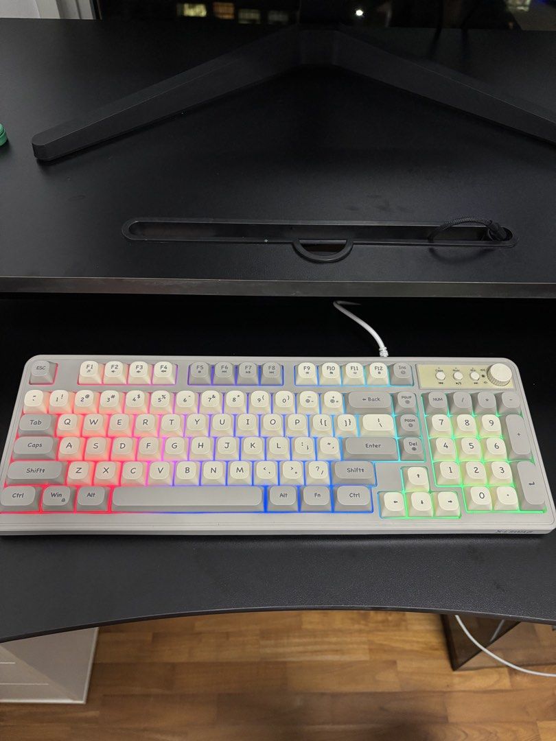 Beige/Grey Retro Keyboard with RGB Backlight