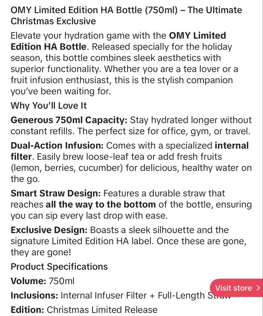BNIB Omy Limited Edition HA bottle473223859285544962
