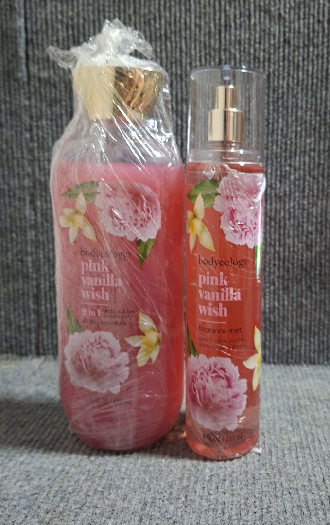 Bodycology Pink Vanilla Wish Body Wash & Fragrance Mist Set (Category: Fragrance & Deodorants) located in Caloocan City. Submitted by mrmfqh (Listing ID 1441953028, Image 1). Description: -450 each bundle price - Bodycology Pink Vanilla Wish Set - Includes 2-in-1 Body Wash and Fragrance Mist - Both are full-size bottles - Scent: Pink Vanilla (smells really nice!) - Brand new, sealed in plastic - Ideal for everyday wear or as a thoughtful gift.