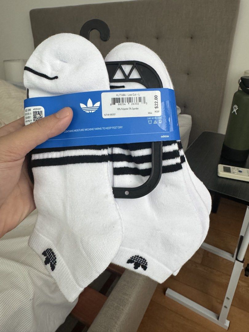 Brand new original Adidas low cut socks (Category: Socks) located in Makati City. Submitted by enzofern (Listing ID 1441856433, Image 2). Description: Selling my brand new adidas socks. 6 pairs. Size large: men’s 8-12 Price 600 PHP RFS: got as a gift from US. I dont wear low cut socks.