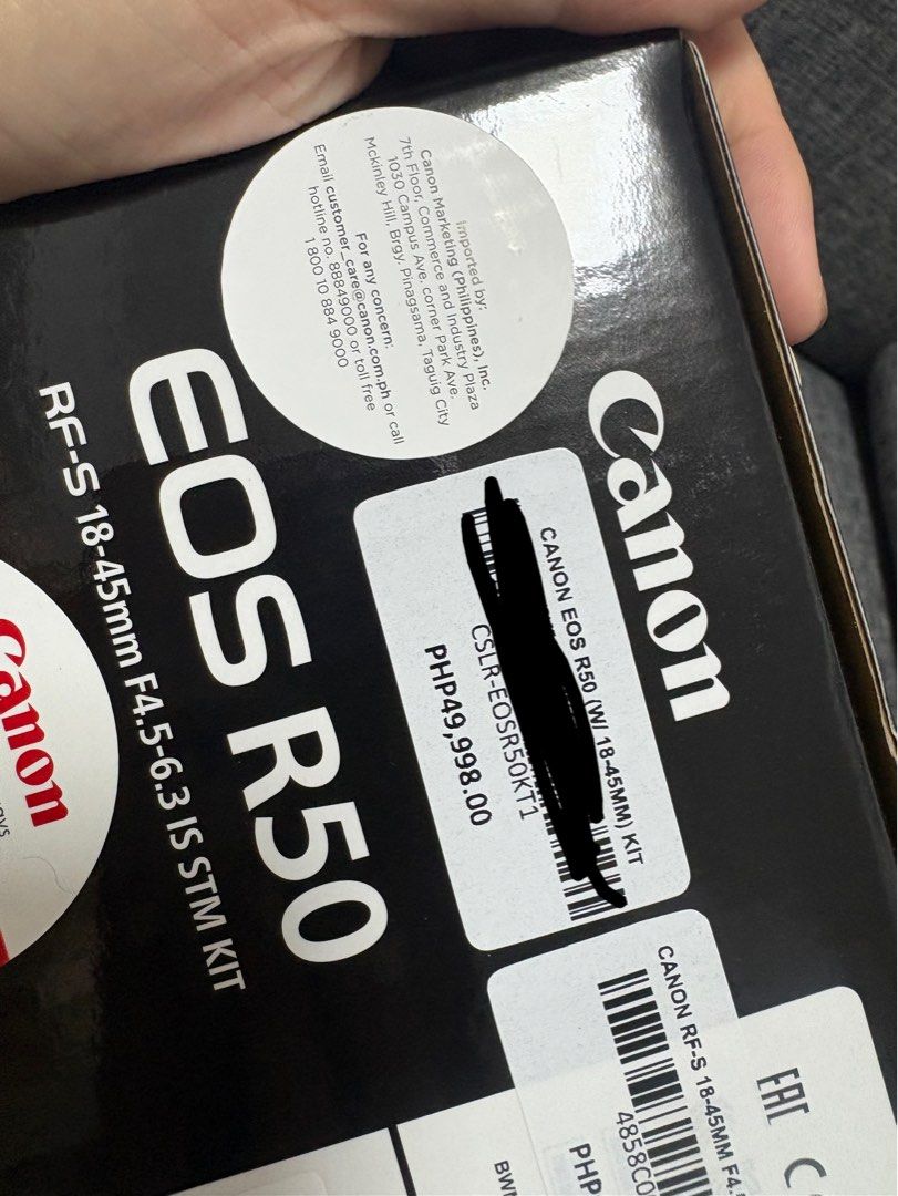 Canon EOS R50 RF-S 18-45mm IS STM Kit (Category: Cameras) located in Manila. Submitted by monstershaaa (Listing ID 1441863497, Image 2). Description: brandnew‼️ complete set with receipt (MAY 2026 nabili) brandnew bag brandnew camera case extra battery SD card rfs : bibili ng small camera 🥹🥹🥹 - Brand New Canon EOS R50 Camera Kit - Includes RF-S 18-45mm F4.5-6.3 IS STM Lens - Imported by Canon Marketing (Philippines), Inc. .