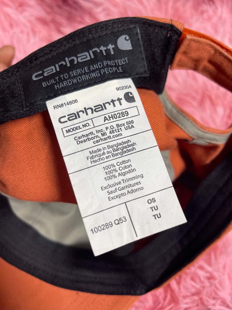 Carhartt AH0289 Cotton Cap (Category: Caps & Hats) located in Manila. Submitted by raymondpep81027 (Listing ID 1441881394, Image 2). Description: - Brand: Carhartt - Color: Vibrant Orange - Material: 100% Cotton - Model: AH0289 - Built for durability and comfort - Ideal for everyday use.