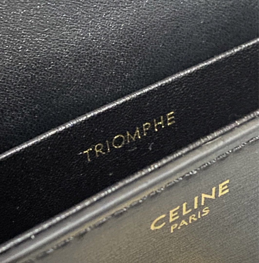 Celine Triomphe Bag Black Leather Gold Hardware (Category: Luxury Bags & Wallets) located in Tarlac. Submitted by cheap.fleaaa (Listing ID 1441928656, Image 2). Description: Celine✨ No minor flaws 1,500 + ship Any courier Tarlac based📍.