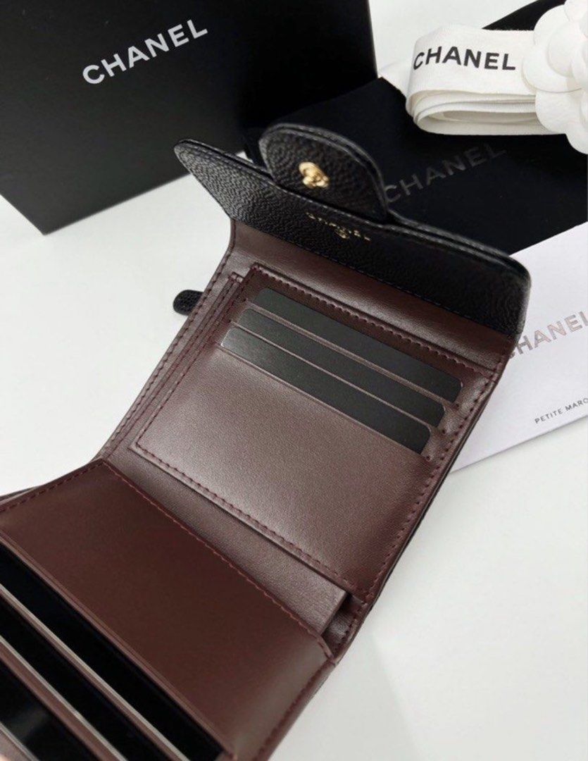 Chanel Leather Wallet (Category: Luxury Bags & Wallets) located in Paranaque City. Submitted by dailyrum (Listing ID 1441806544, Image 3). Description: Chanel Black (GHW) Quilted Caviar Leather Classic Wallet - Material: Black Quilted Caviar Leather - Hardware: Gold - Includes: Original Box, Dust Bag, Ribbon - Size: Small Condition: Pristine! 100% authentic, expertly-vetted preloved. Purchased from a well reviewed carousell shop. RFS - bigger tha