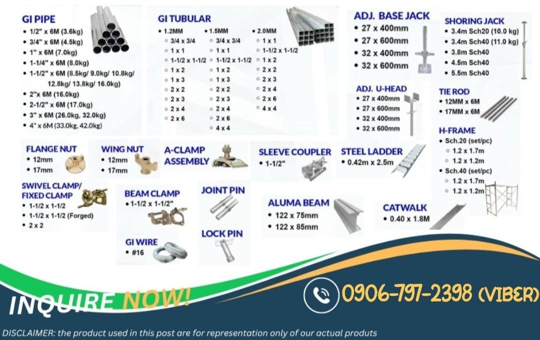Construction Materials, GI PIPE, SCAFFOLDING (Category: Construction & Building Materials) located in Caloocan City. Submitted by mefscaffoldingandconstruction (Listing ID 1441837954, Image 1). Description: We deliver and accept COD mode of payment Construction Materials Supplier 📢 -0 9 0 6 7 9 7 2 3 9 8 - V i b e r / Call For faster transaction, delivery and discounts 😊❤️‍🔥.