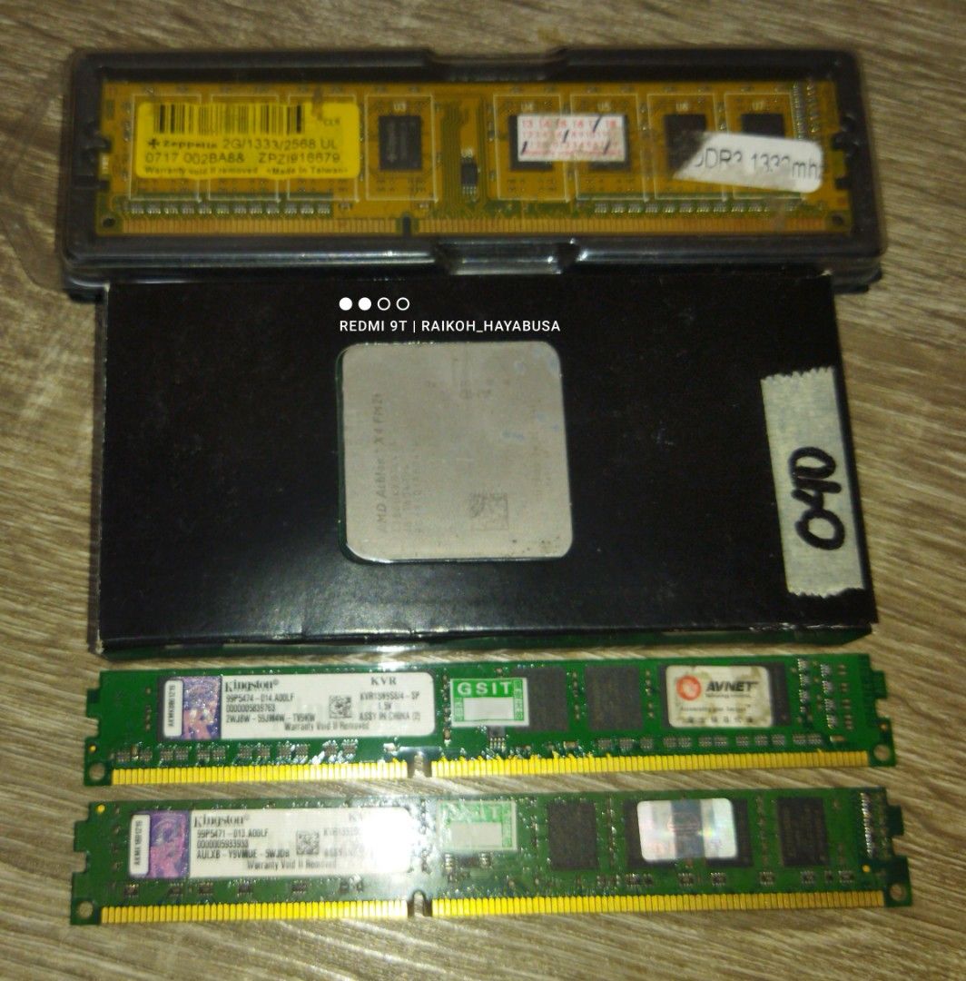 CPUs And RAMs ALL Working For Sale! (Category: Computer Parts) located in Dasmarinas. Submitted by nixx_hayabusa (Listing ID 1441851951, Image 1). Description: HELPING A FRIEND!!! CPUs: AMD ATHLON X4 QUAD CORE 700 (No Built In Graphics) AMD A6-7400 Series "DUAL CORE" 500 (With Built In Graphics) RAMs: KINGSTON: 4GB DDR3 400 (2 Pieces Available) ZEPPELIN: 2GB DDR3 300 (2 Pieces Available) Kindly Message Me For Further Questions & Infos Can do meet