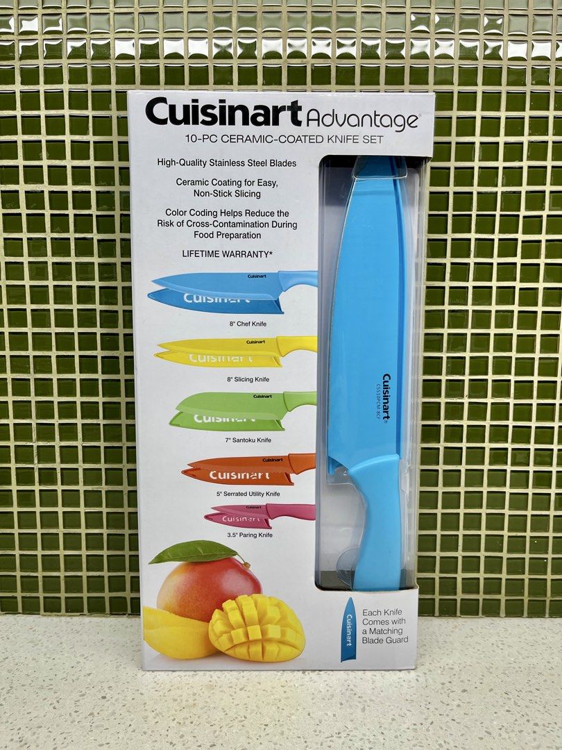 Cuisinart Advantage 10-PC Ceramic-Coated Knife Set with Guards (Category: Knives & Chopping Boards) located in Marikina City. Submitted by krgcom (Listing ID 1441952522, Image 1). Description: Cuisinart 10-piece ceramic knife set. Stainless steel blades, color-coded for safety. Includes blade guards..