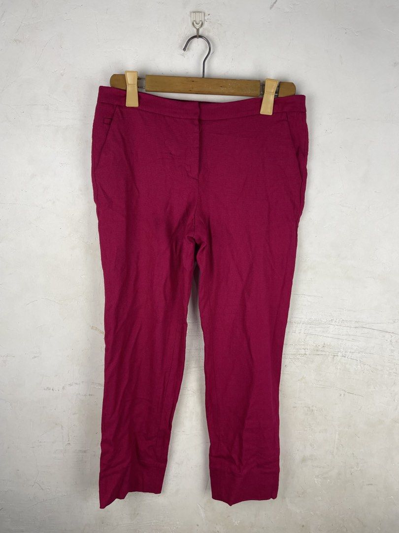Diane Von Frustenberg Tweed Pants (Category: Other Bottoms) located in Taguig. Submitted by highlows (Listing ID 1441795510, Image 1). Description: - Brand: Diane Von Frustenberg - Color: Magenta - Size: 6 - Dimes: waistline 32 length 33 hem 7 - Style: Tweed pants, cropped length - Features: Subtle textured fabric, classic tailored look, belt loops, pockets - Occasion: Versatile for casual and smart-casual outfits - Ideal for: Showing off shoes, 