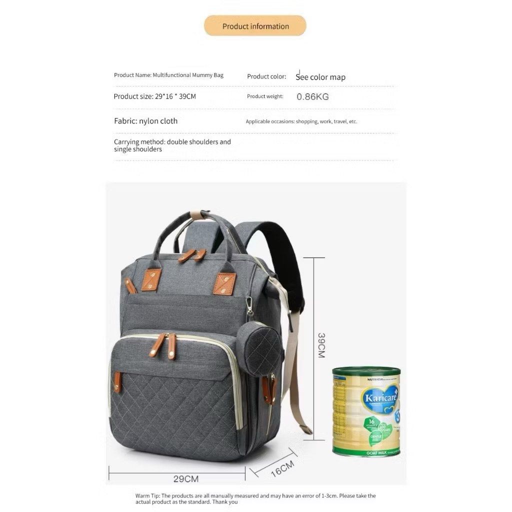 Diaper Bag Backpack - 2in1 (Category: Backpacks) located in Cainta. Submitted by chaspreloved (Listing ID 1441921072, Image 2). Description: - Multifunctional Diaper Bag: Backpack that transforms into a changing mat - Ideal for baby outings and travel. - Made from durable nylon cloth. - Versatile carrying options: backpack or single shoulder bag. - Features breathable fence on both sides for comfort. - Includes bracket fixation for secure crib fu