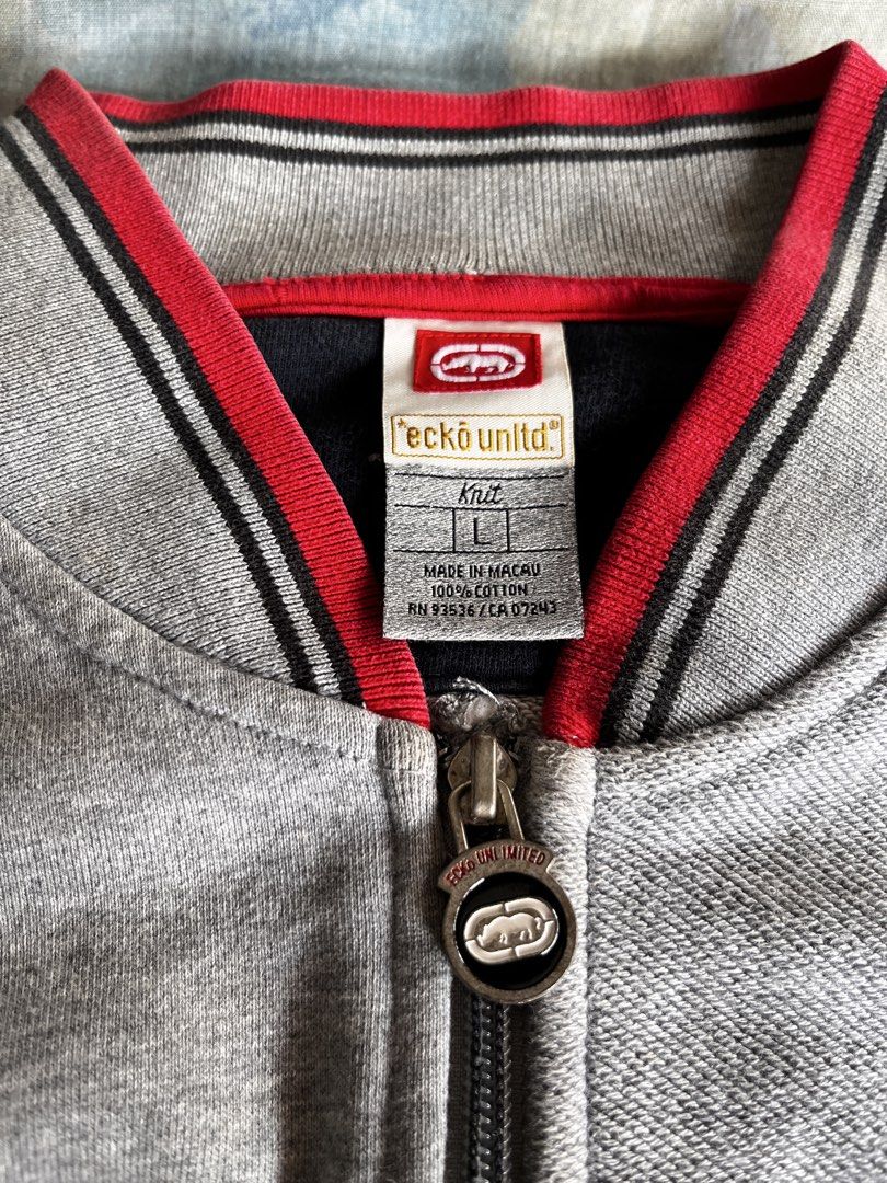 Ecko Unlimited Vintage 90s Zip-up Jacket (Category: Coats, Jackets and Outerwear) located in Quezon City. Submitted by rnb-collection (Listing ID 1441811159, Image 3). Description: Forsale‼️ Vintage 90s Eckō Unlimited Zip-up Jacket Sleeves Patches Made in Macau Large on tag fit to XL Dimes - 30 length x 25 width Vintage Condition 8.5/10 Color rate /minimal issues, discoloration, minimal torn, loose stitch But still in Good Condition 🏷️650+sf MOP