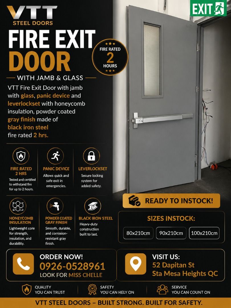 fire exit door with glass (Category: Locks, Doors & Gates) located in Caloocan City. Submitted by vttsteeldoor-chelle (Listing ID 1441865645, Image 1). Description: .