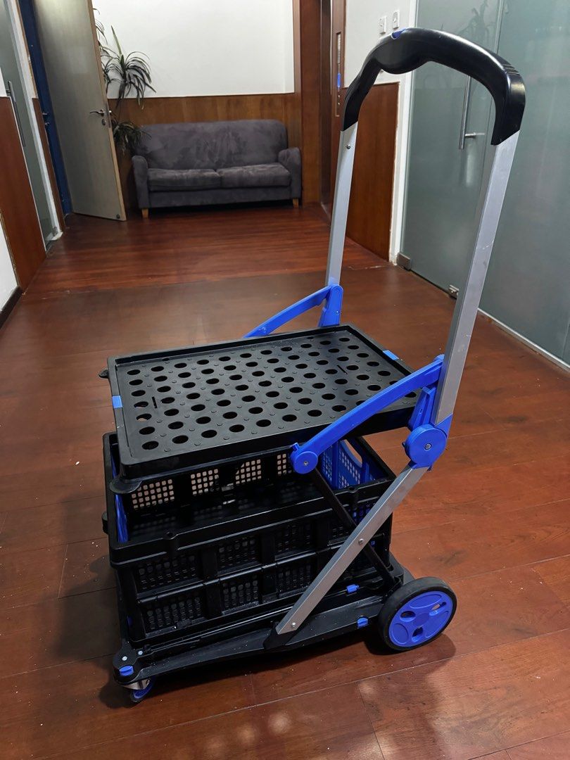 Folding Trolley Cart with Stackable Crates473311678846750720