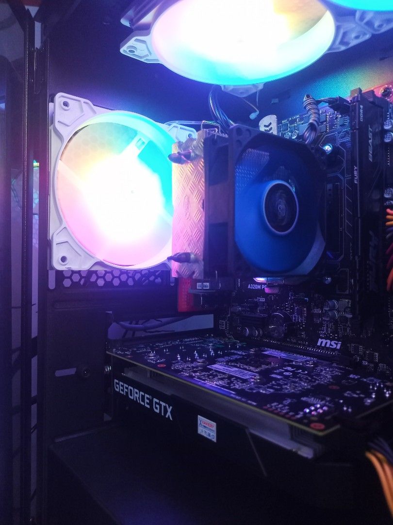 Gaming PC with RGB Keyboard and Mouse (Category: Desktops) located in Manila. Submitted by marksantos_19 (Listing ID 1441913502, Image 2). Description: 🏁MSI FORGE CARBON Build Amd Ryzen 7 4700G | GTX 1650 4GB DRR6 | 22 INCHES LED MONITOR Gaming PC. COMPLETE SET :21,000 PESOS 🔥 🔥SYSTEM UNIT ONLY : 19,500 PESOS🔥 🔴AMD Ryzen 7 4700G Processor 🔵16gb DDR4 Memory Card HYPER X BEAST BLACK. 🔴128GB SSD Kingston 🔵1tb HDD (backup and Games storage) �