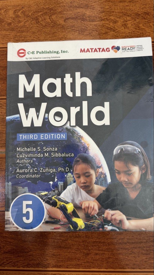 Grade 5 Textbooks: Math, Science, English, Araling Panlipunan, Computer (Category: Textbooks) located in Quezon City. Submitted by aini29 (Listing ID 1441853018, Image 2). Description: - Grade 5 Textbook Bundle - Includes: Math World, Breaking Through Science, Pillars, Lahing Dakila, Computer Bits and Bytes - All books are 3rd Edition - Publisher: C&E Publishing, Inc. - Ideal for Grade 5 students - Bundle includes all 5 books.