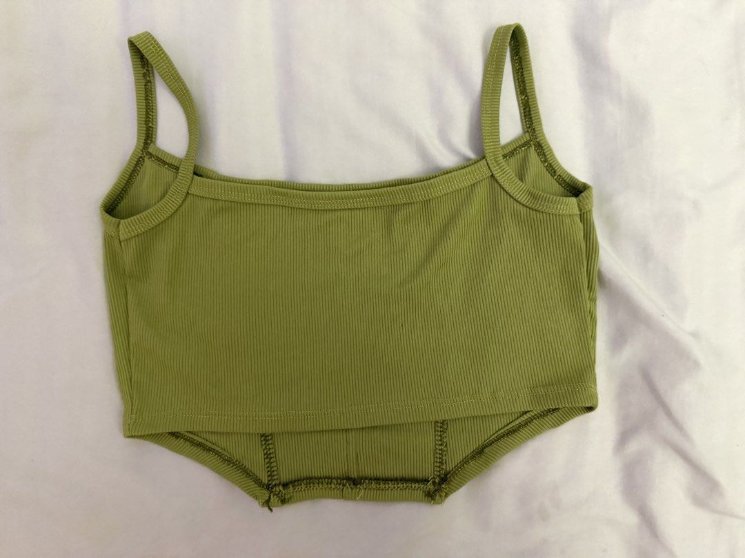 Green Corset-Like Sleeveless Crop Top (Category: Sleeveless) located in Manila. Submitted by bikosan (Listing ID 1441846151, Image 2). Description: used only once. one size (small-medium) rfs: decluttering location: taft ave, manila buyer shoulders sf.