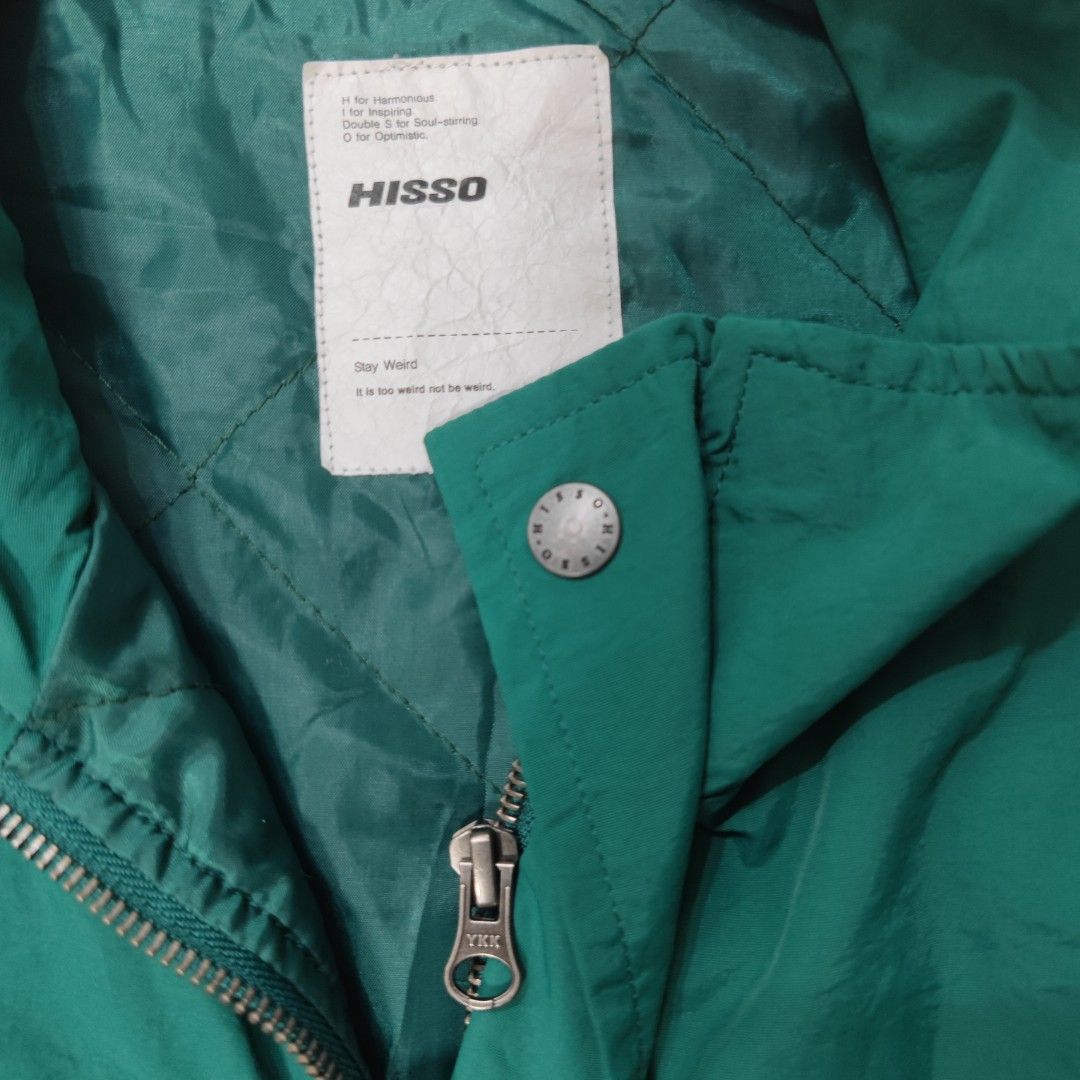 HISSO Green Boxy Crop Windbreaker Jacket Size S Small (Category: Coats, Jackets and Outerwear) located in Manila. Submitted by janrymanay (Listing ID 1441855077, Image 3). Description: - Green HISSO jacket - Zip-up front with button closure - Two front pockets - Adjustable drawstring at the hem - Collar can be buttoned up - Ideal for windy days or light rain.