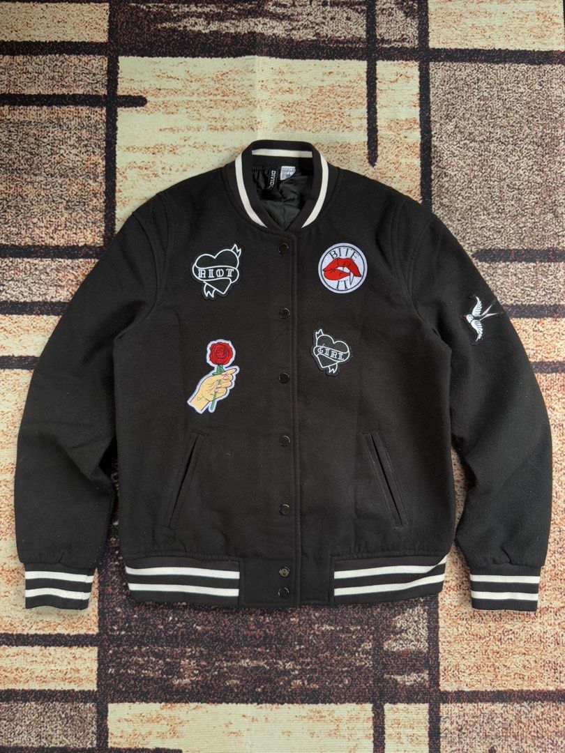 H&M riot girl varsity jacket (Category: Activewear) located in Abulug. Submitted by jv1122 (Listing ID 1441861625, Image 1). Description: H&M riot girl varsity jacket 21x25 dimes no major flaws.