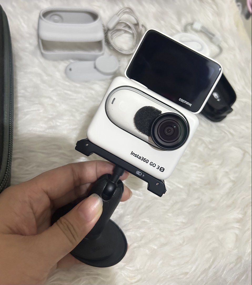 Insta360 GO 3 White Action Camera with Accessories (Category: Cameras) located in Caloocan City. Submitted by madymldgldrs (Listing ID 1441936659, Image 1). Description: 📸 FOR SALE: Insta360 GO 3S (Complete Set) 📸 Selling my Insta360 GO 3S in good working condition. ✅ Complete accessories included ✅ Original box included ✅ Camera and Action Pod ✅ Accessory Case ✅ Silicone Camera Case ✅ Tempered Glass installed ✅ Mic Wind Muff installed ✅ Extra 