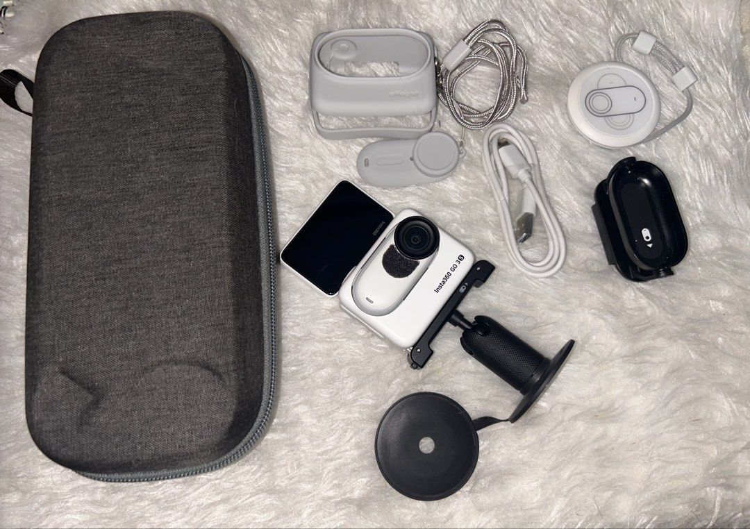 Insta360 GO 3 White Action Camera with Accessories (Category: Cameras) located in Caloocan City. Submitted by madymldgldrs (Listing ID 1441936659, Image 2). Description: 📸 FOR SALE: Insta360 GO 3S (Complete Set) 📸 Selling my Insta360 GO 3S in good working condition. ✅ Complete accessories included ✅ Original box included ✅ Camera and Action Pod ✅ Accessory Case ✅ Silicone Camera Case ✅ Tempered Glass installed ✅ Mic Wind Muff installed ✅ Extra 