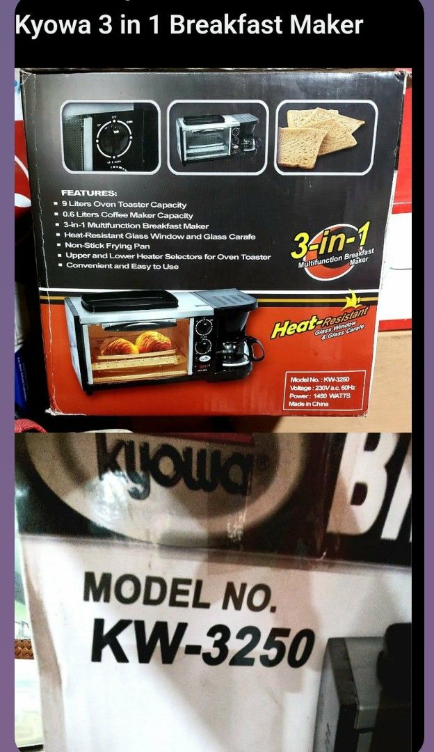 Kyowa breakfast maker (Category: Coffee Machines & Makers) located in Manila. Submitted by malou.20 (Listing ID 1441870437, Image 1). Description: kyowa breakfast maker toaster with coffee maker and egg fryer .