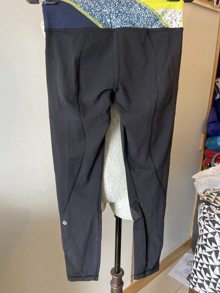 Lululemon black/yellow/blue leggings (Category: Activewear) located in Pasig City. Submitted by sandace (Listing ID 1441815702, Image 3). Description: Authentic There’s a run on the left leg as seen on one of the pics posted. other than this, the item is intact. Negotiable Size 2.