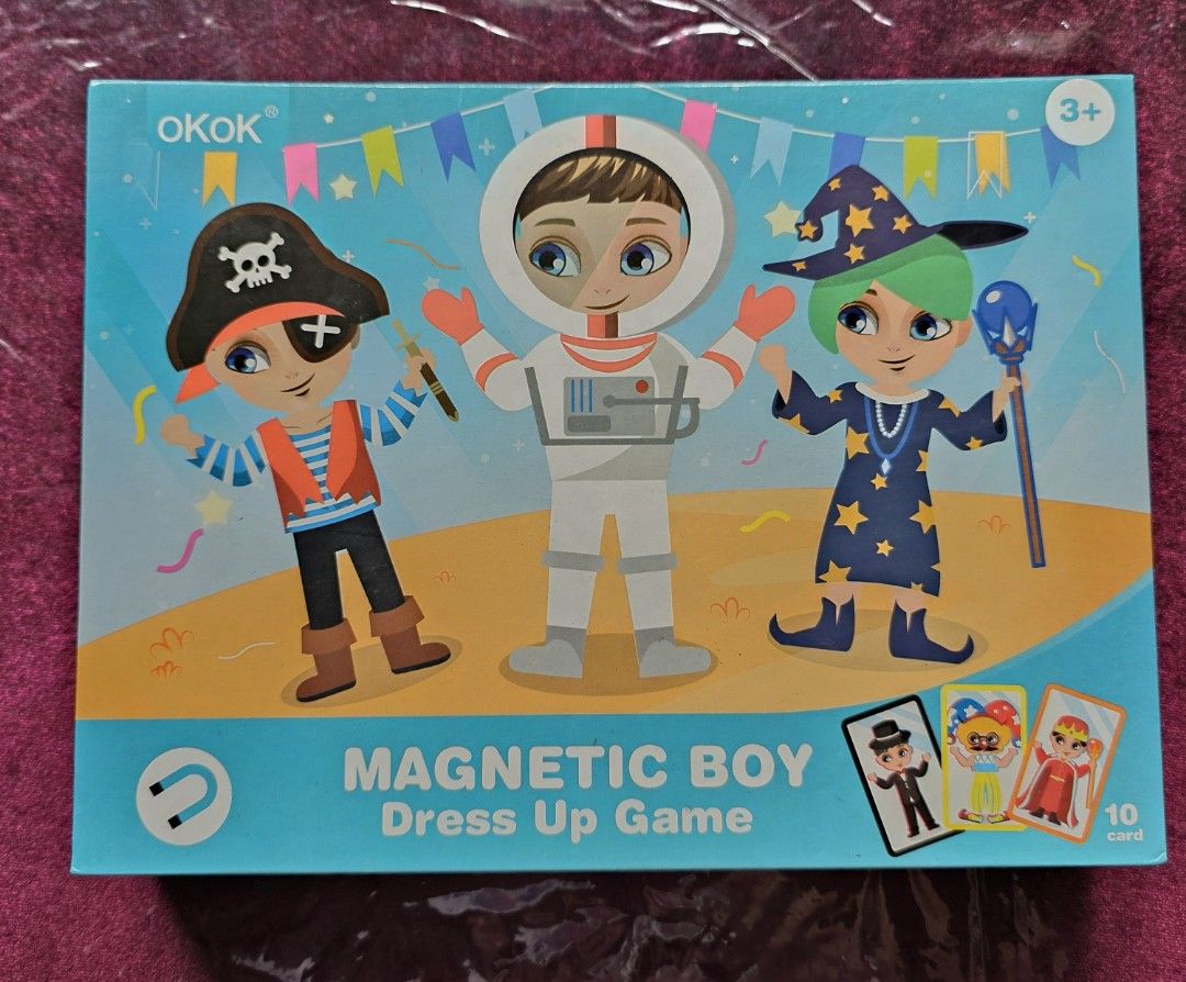 Magnetic Boy Dress Up Game (Category: Kids Toys) located in Manila. Submitted by jgponti (Listing ID 1441859154, Image 1). Description: - Magnetic dress-up game for boys - Includes boy figure and magnetic outfits - Comes with character cards - Box opens to a play scene - Includes a whiteboard marker - Recommended for ages 3 and up - Encourages imaginative play.