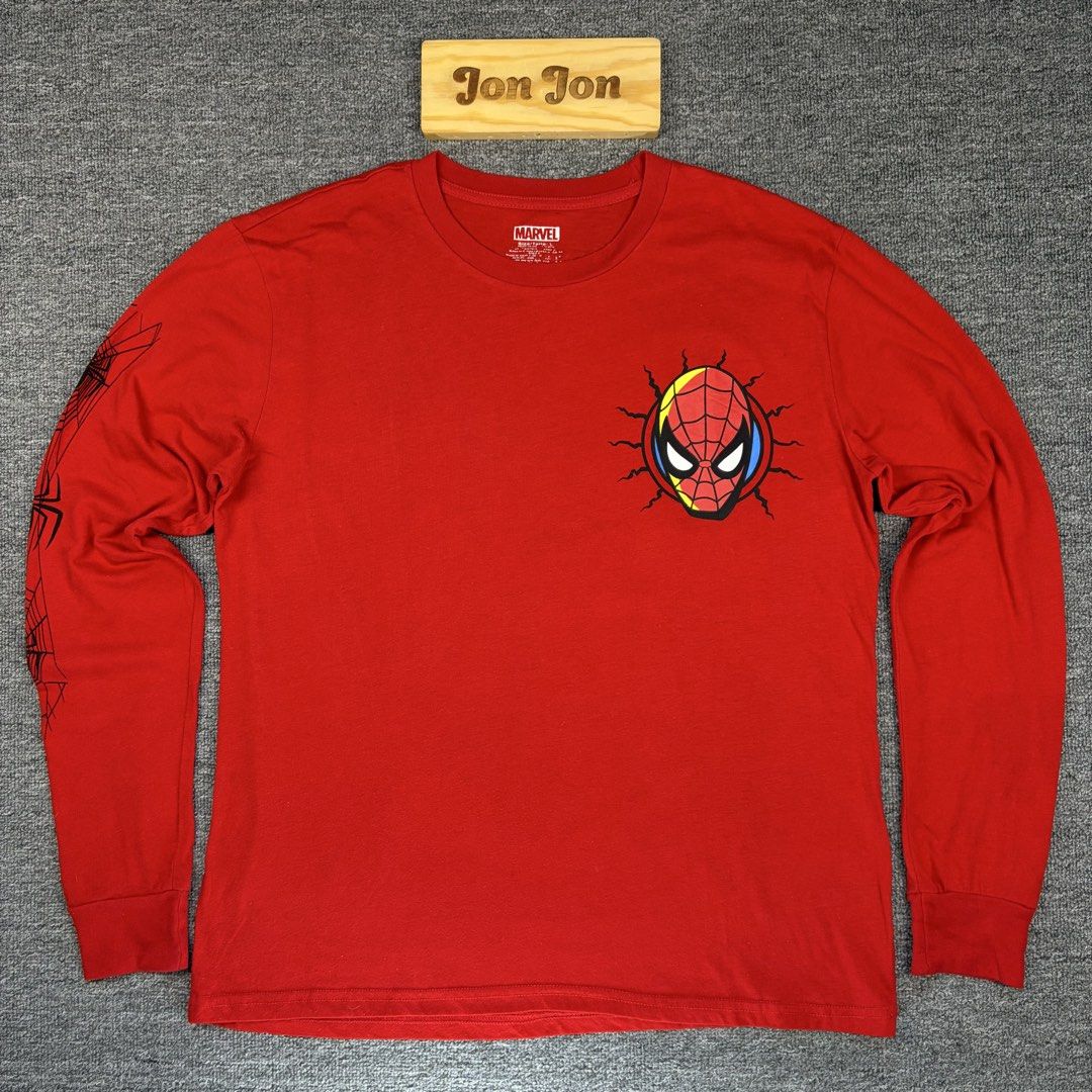 Marve Spiderman 100th Anniversary Longsleeve (Category: Activewear) located in Cavite. Submitted by onebeancent (Listing ID 1441851563, Image 1). Description: 🔘M4rvel Spid3rm4n 100th Anniv Longsleeve Size: Large Dimension: 21" Width | 27" Length Color: Red Color Rate: 10/10 Issue: None Condition: Excellent to New Mine: 750php Additional Shipping Fee (J&T Small Pouch) 75php Luzon 100php visayas 120php mindanao.