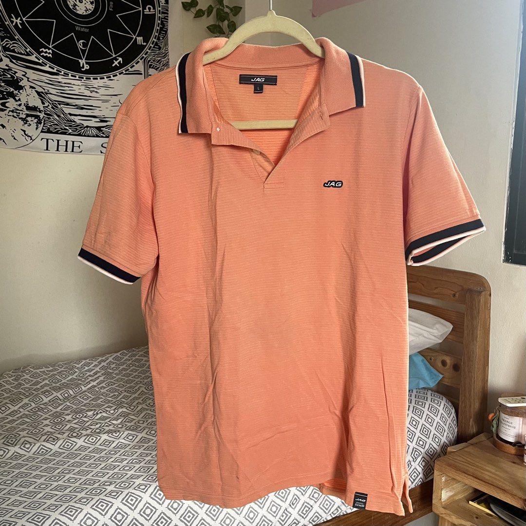 Men's Orange Polo Shirt (Category: Tshirts & Polo Shirts ) located in Legazpi City. Submitted by hushedcry (Listing ID 1441918520, Image 1). Description: — no flaws, still good as new — L on tag ; dm for dimes 💌 mop: gcash 📬 shipping via j&t express (sf c/o buyer) for inquiries, dont hesitate to send me a msg! 🩷.