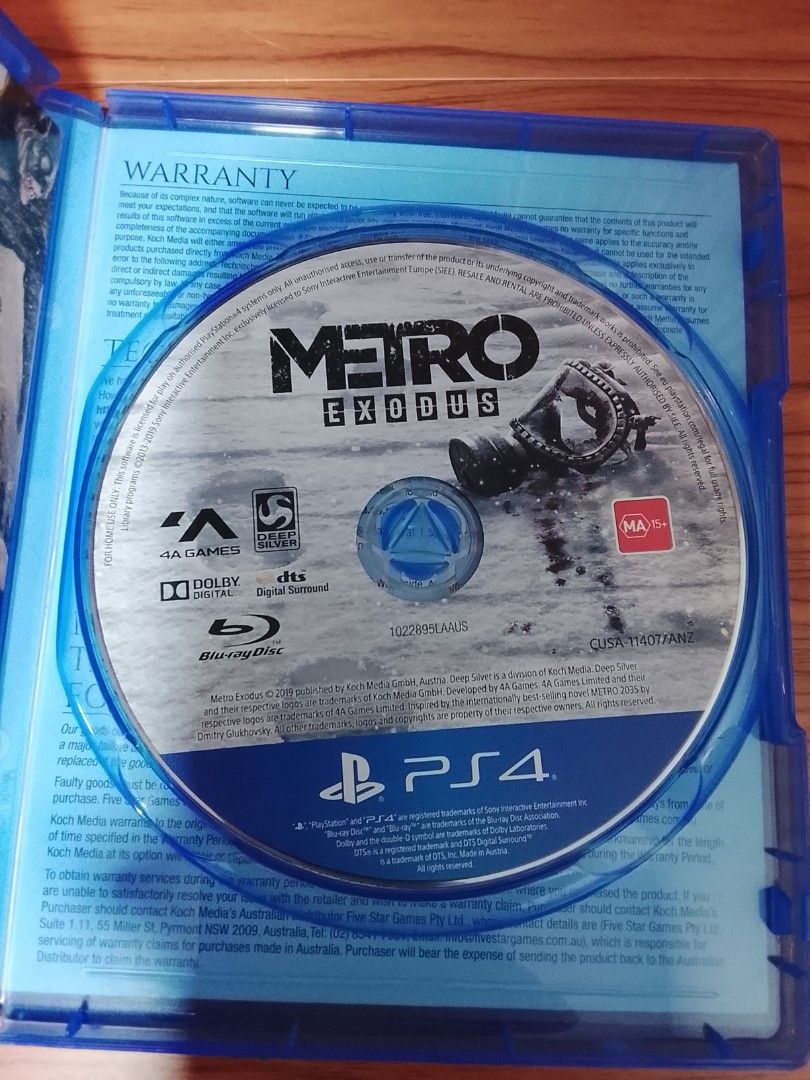 Metro exodus (Category: PlayStation) located in Manila. Submitted by coinhunter8 (Listing ID 1441894484, Image 2). Description: Metro Exodus from the author Dmitry from Ukraine best selling book. trivia he is banned from Russia. no scratch. PS4 2028 will no physical disc only digital games physical.disc is much higher later on.