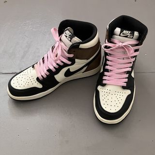 mocha travis scott ones with pink laces