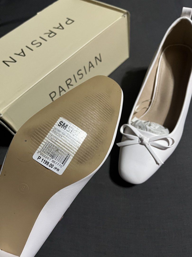 PARISIAN White Bow Block Heels (Category: Heels) located in Subic. Submitted by httpsuflea (Listing ID 1441924554, Image 3). Description: - Brand: PARISIAN - Color: White - Style: Block Heels - Detail: Cute bow on the front - Size: 8 (US) / 38 (EUR) - Condition: Comes with original box - Purchase Origin: SM Store - RFS: haven't used once, just bought the last stock (the one on the display rock) impulsively hshahahaha got budoled.