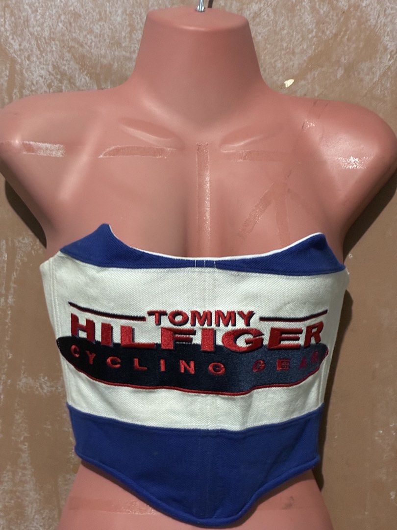 Reworked Tommy Hilfiger Corset Top (Category: Sleeveless) located in Quezon City. Submitted by _stphnlswardrobe (Listing ID 1441829354, Image 3). Description: Brand: Tommy Hilfiger (reworked) Size: S-M Condition: Brand New (never used) Note: Tie-back Closure; with boning MOD: Lalamove, GGX ONLY MOP: GCash, Maya ONLY Loc: QC.