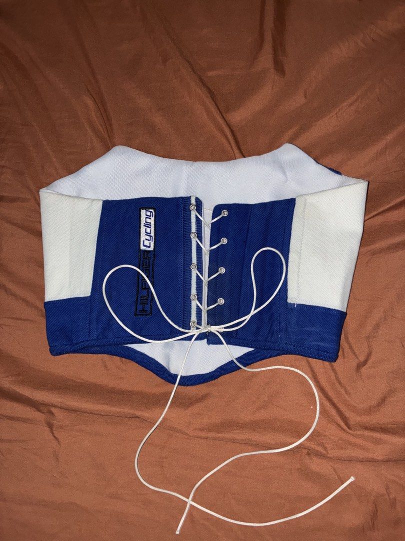 Reworked Tommy Hilfiger Corset Top (Category: Sleeveless) located in Quezon City. Submitted by _stphnlswardrobe (Listing ID 1441829354, Image 2). Description: Brand: Tommy Hilfiger (reworked) Size: S-M Condition: Brand New (never used) Note: Tie-back Closure; with boning MOD: Lalamove, GGX ONLY MOP: GCash, Maya ONLY Loc: QC.