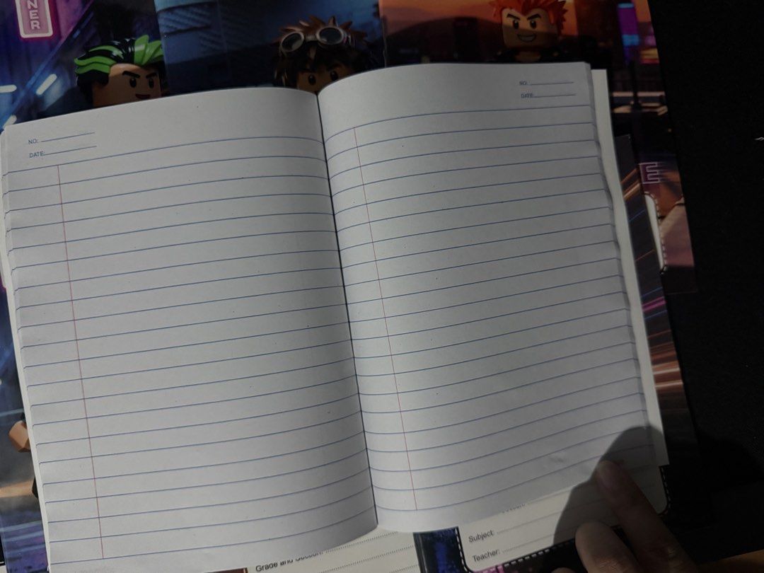 Roblox Character Notebooks - Set of 9 (Category: Laptops & Notebooks) located in Malabon City. Submitted by annshopable_ (Listing ID 1441869034, Image 2). Description: - Set of 9 Roblox Character Notebooks - Features popular Roblox characters like Spark, Gizmo, Blaze, and Rex - Perfect for school, notes, and drawing - Great for Roblox enthusiasts With free plastic cover included..
