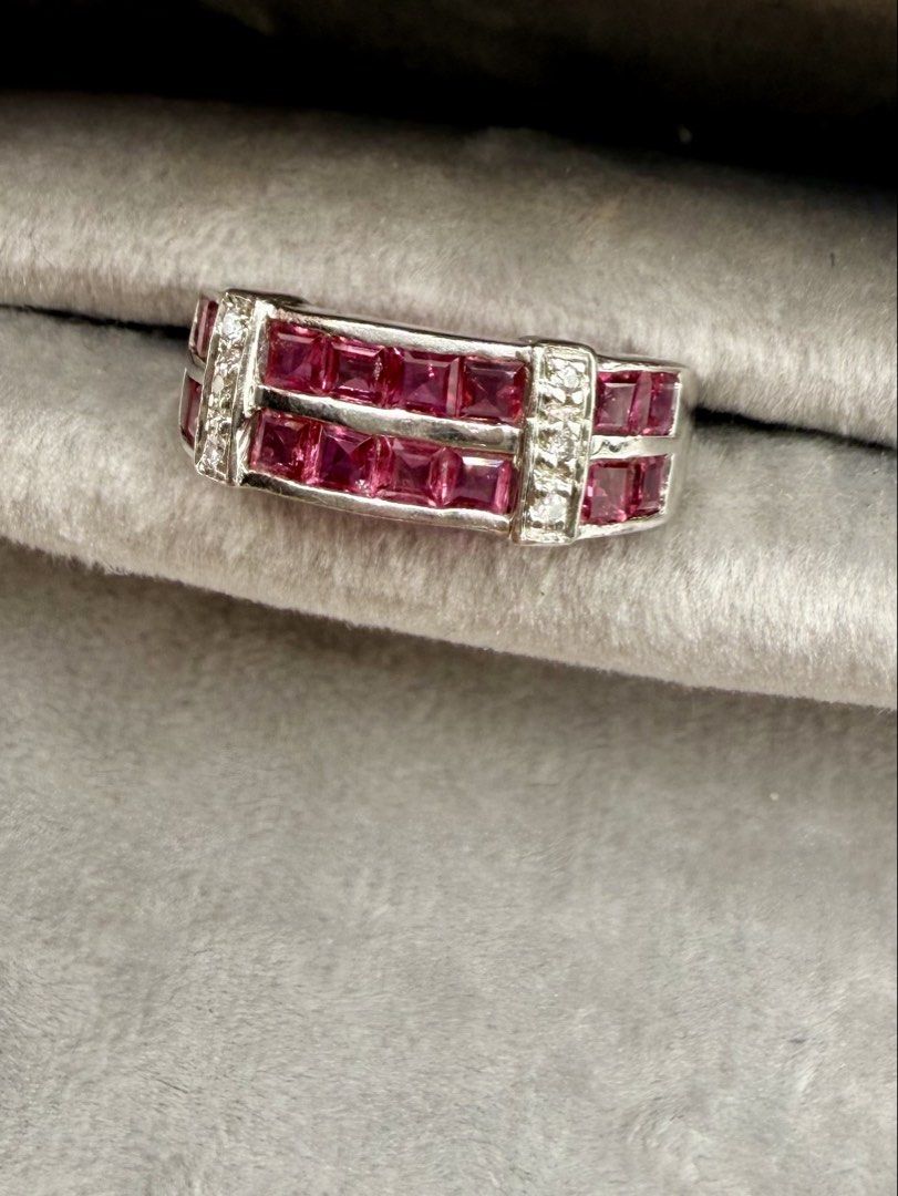 Ruby Diamond Platinum Ring (Category: Jewelry) located in Singapore. Submitted by Tenasious (Listing ID 1441909006, Image 2). Description: ✨ Natural Ruby & Diamond Band A perfect addition to any jewellery collection, whether worn alone as a statement piece or stacked with your favourite rings. 💎 A symbol of passion, love, and confidence, this stunning band adds a touch of luxury to every occasion. Ruby Approximately 1.5carats Natural Diamond 0.0