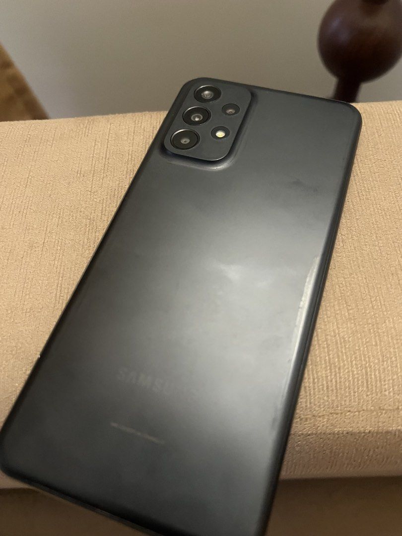 Samsung A23 5G 128gb black (Category: Samsung) located in Quezon City. Submitted by henneseycloset (Listing ID 1441877271, Image 2). Description: 5G phone Rarely used (2nd/ backup phone) 100% battery capacity (size: 5,000mAhr) Dual sim capable / one sim + external memory card Smooth, no history of repair, well maintained Comes with transfer cable/ charging cord Rfs: rarely used .