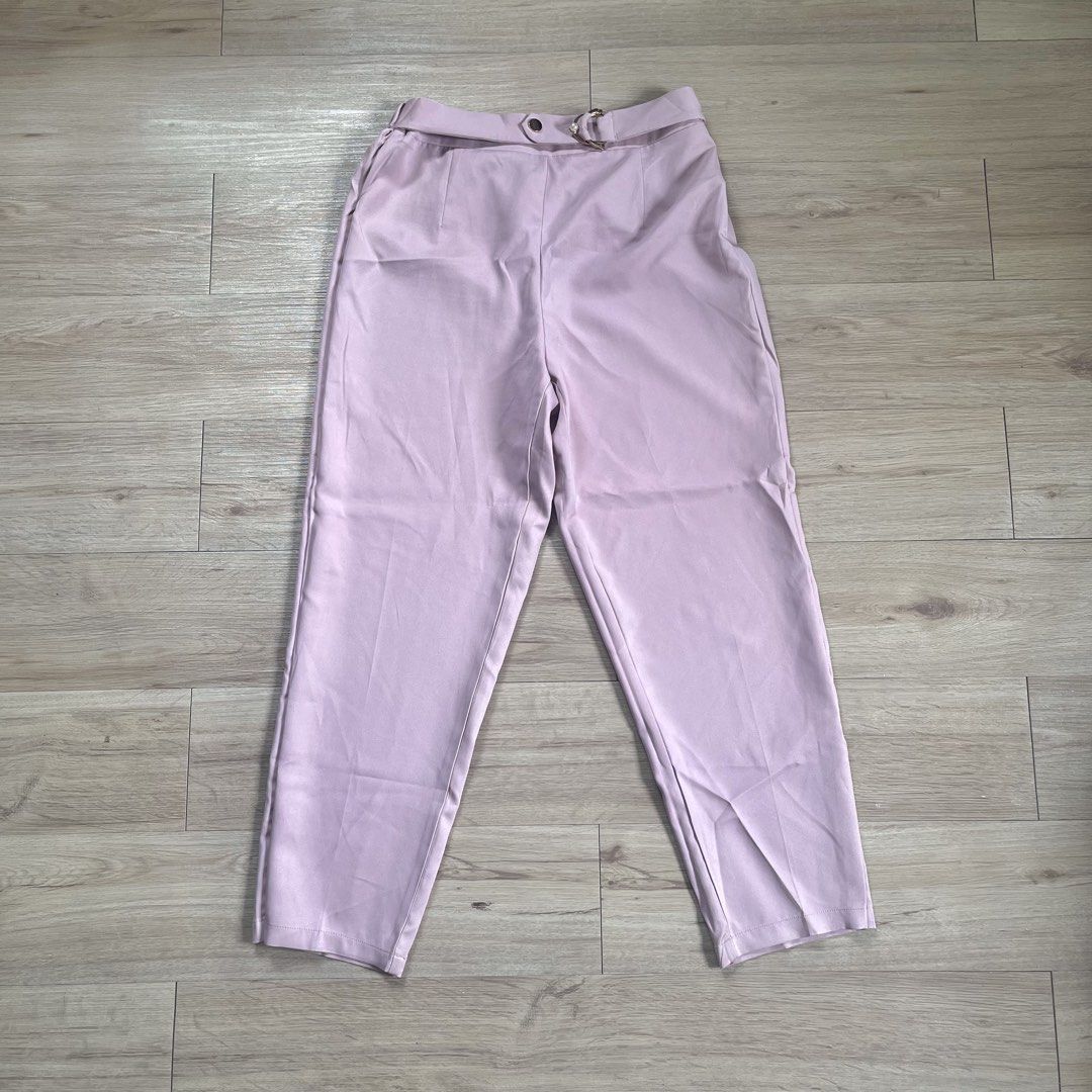 shein pink trousers (Category: Other Bottoms) located in Legazpi City. Submitted by hushedcry (Listing ID 1441947514, Image 1). Description: — bnew never used ! — XL on tag, fits 30-31in waist (garterized), 39in length 💌 mop: gcash 📬 shipping via j&t express (sf c/o buyer) for inquiries, dont hesitate to send me a msg! 🩷.