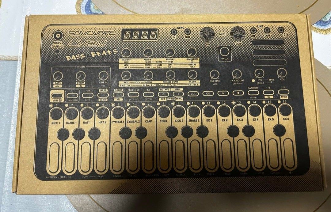 Sonicware Liven Bass & Beats Synthesizer (Category: Musical Instruments) located in Makati City. Submitted by metamalist (Listing ID 1441900601, Image 2). Description: - Sonicware Liven Bass & Beats Synthesizer - Ideal for creating basslines and beats - Built-in 16-step sequencer - Compact and portable design - Comes with original packaging - Mint condition RFS: Need funds.